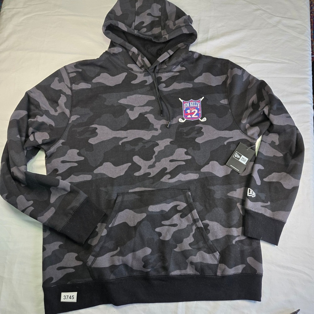 New Era Jim Kelly Celebrity Classic 35th 12 Gray Camo Hoodie XL Golf Activewear